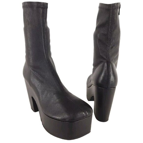 Dries Van Noten Mid-Calf Platform Sock Boots 40 10 Black Leather New - Picture 2 of 7